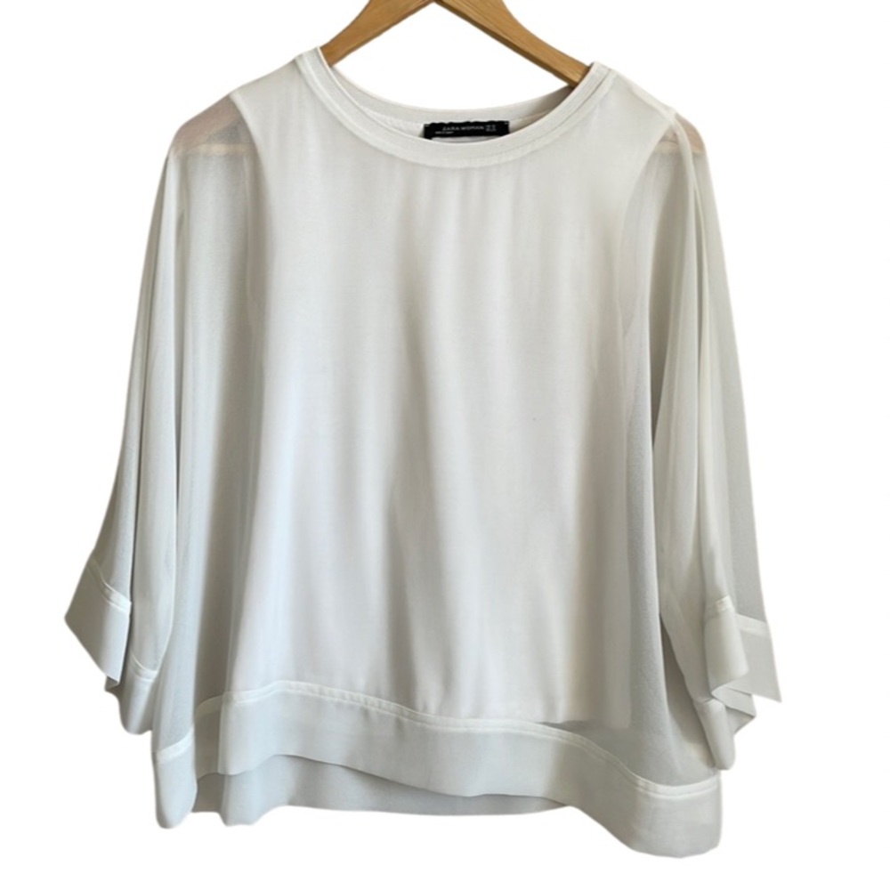 Zara | White Flowy Blouse Size XS